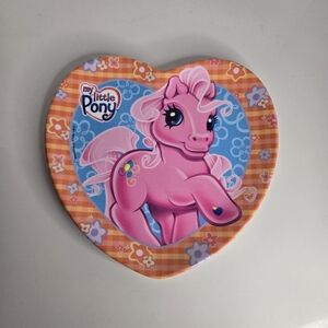 Vintage My Little Pony Pinkie Pie Kids Melamine Heart Plate 8" 2003 Zak Designs